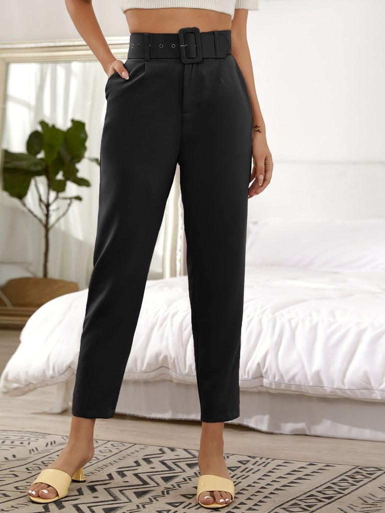 Cropped Tailored Pants With Belt