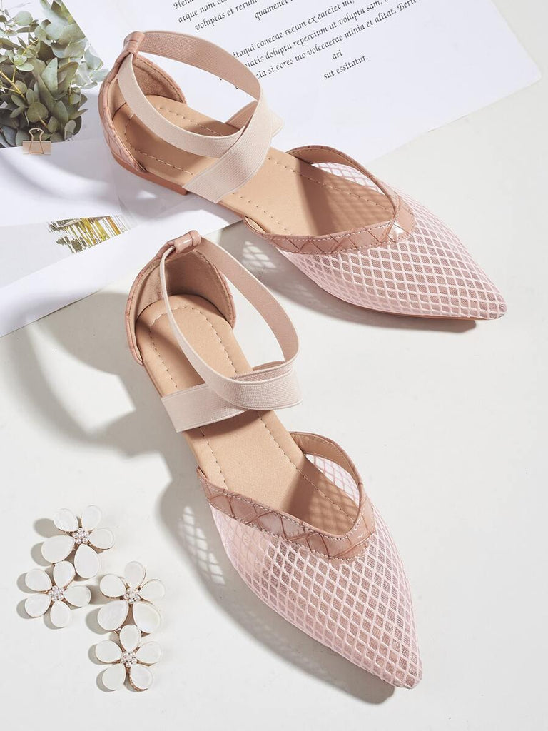 Croc Embossed Mesh Ballet Flats