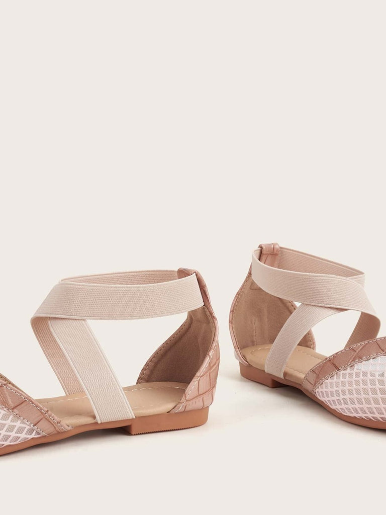 Croc Embossed Mesh Ballet Flats