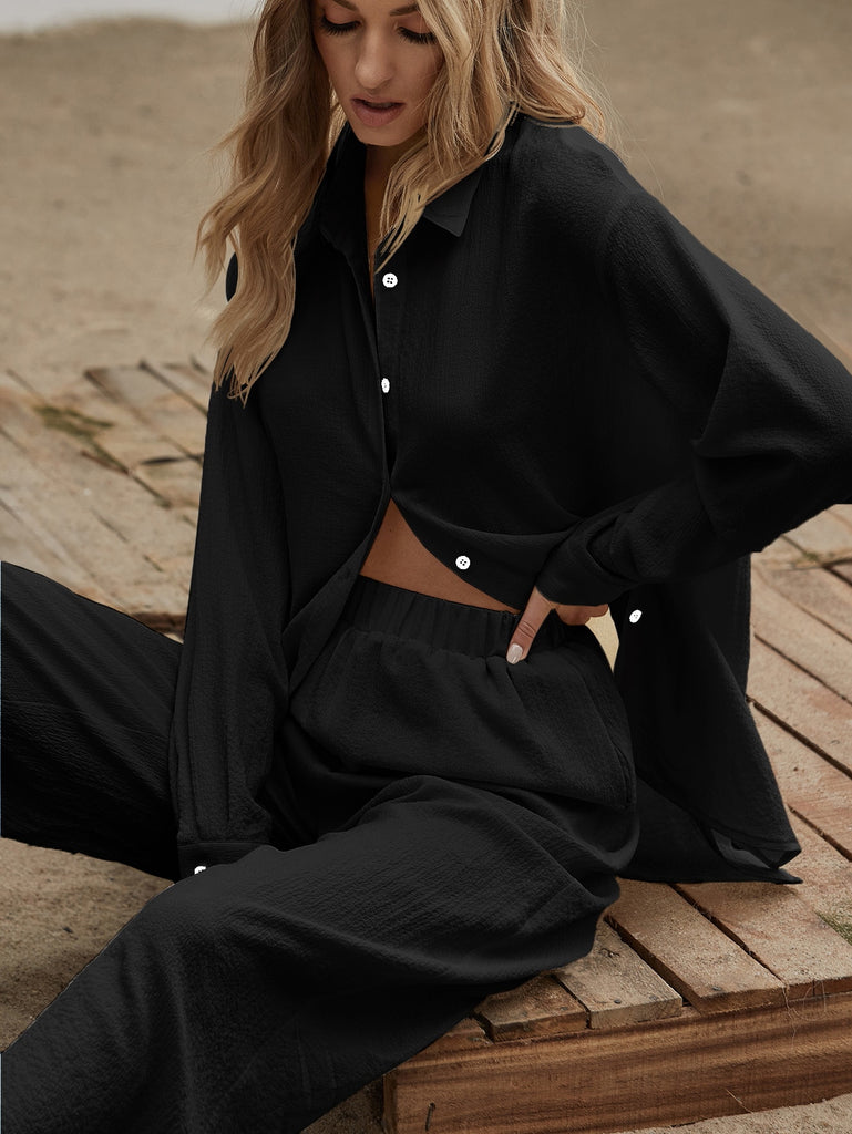 Argo Longline Blouse & Wide Leg Pants Set