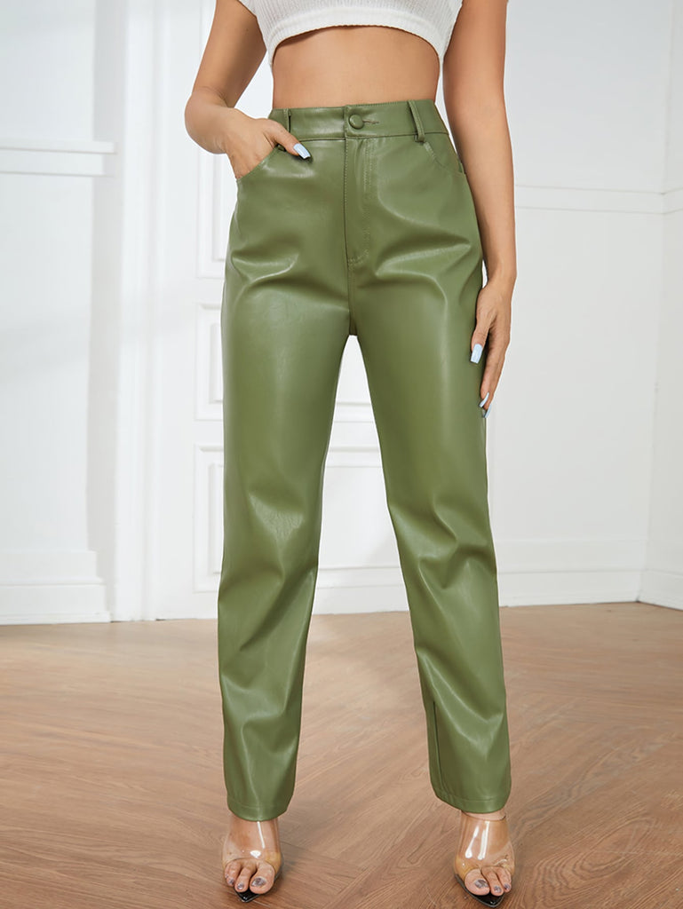 Honesty High Waist Straight Leg Faux Leather Pants
