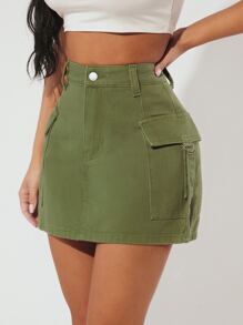 Jill Flap Pocket Denim Skirt