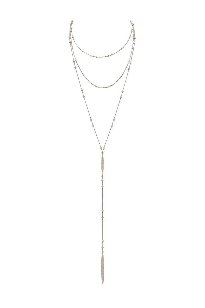 Metal beaded y shape multi layered necklace
