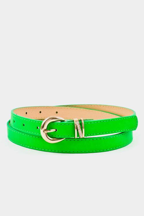 Buckle accent stitch belt