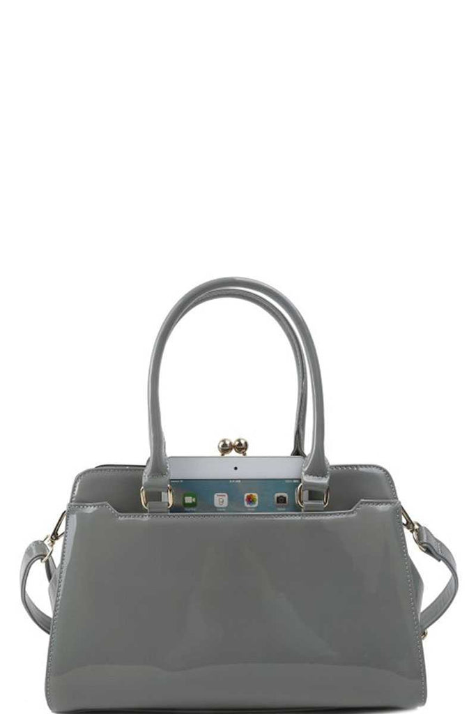 Designer Fashion Glossy Satchel With Long Strap