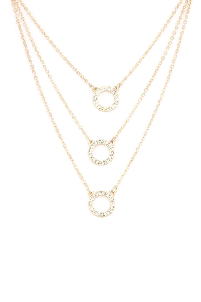 Rhinestone Ring Layered Necklace
