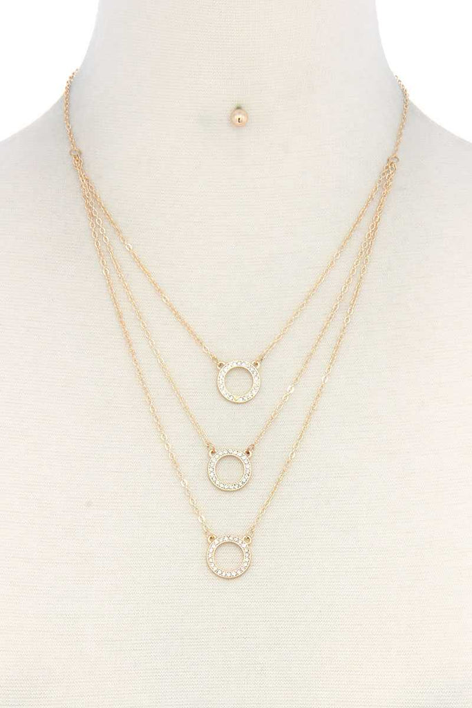 Rhinestone Ring Layered Necklace