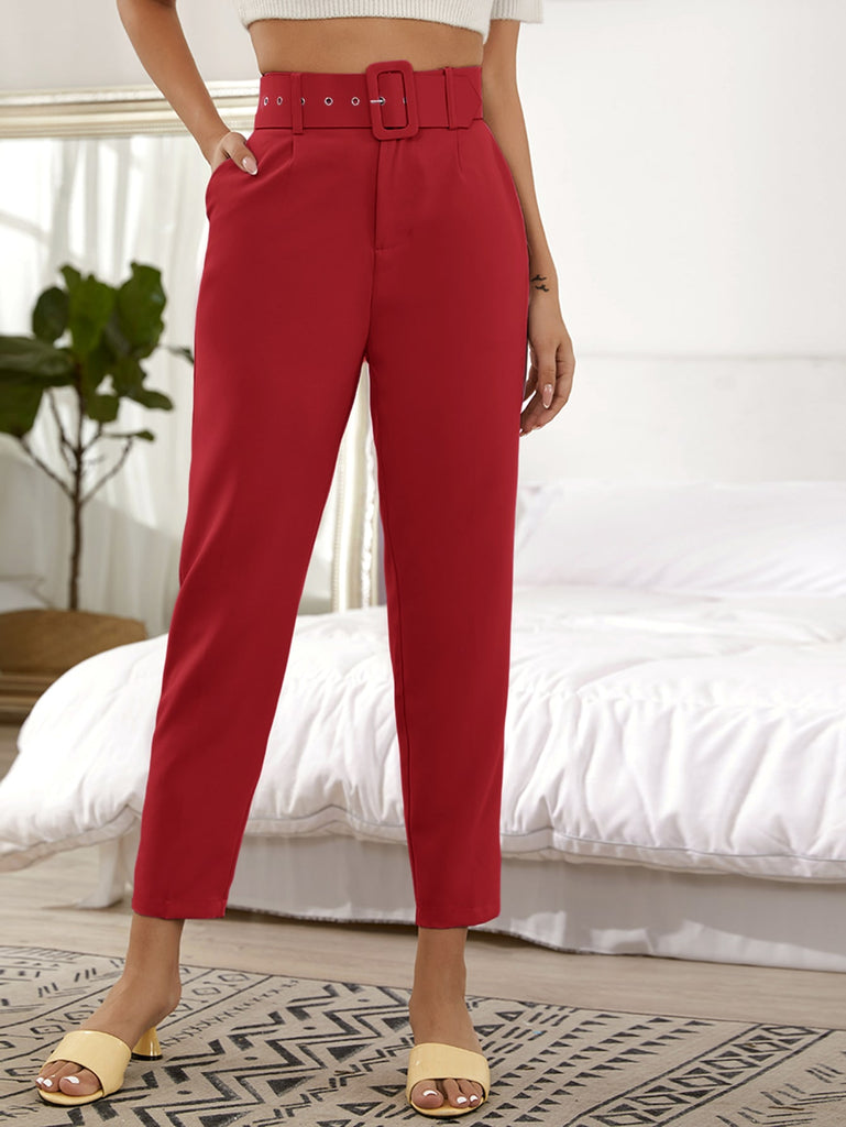 Cropped Tailored Pants With Belt