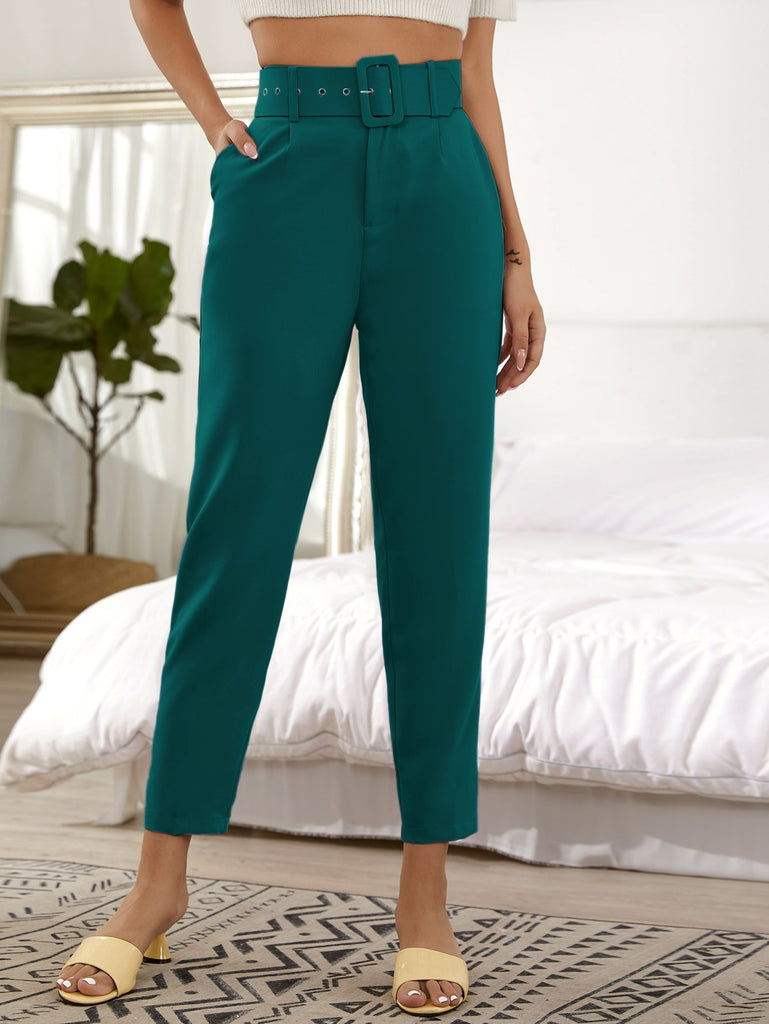 Cropped Tailored Pants With Belt