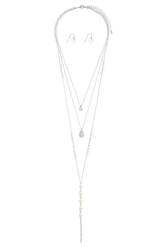 Faceted crystal gem link bib necklace set