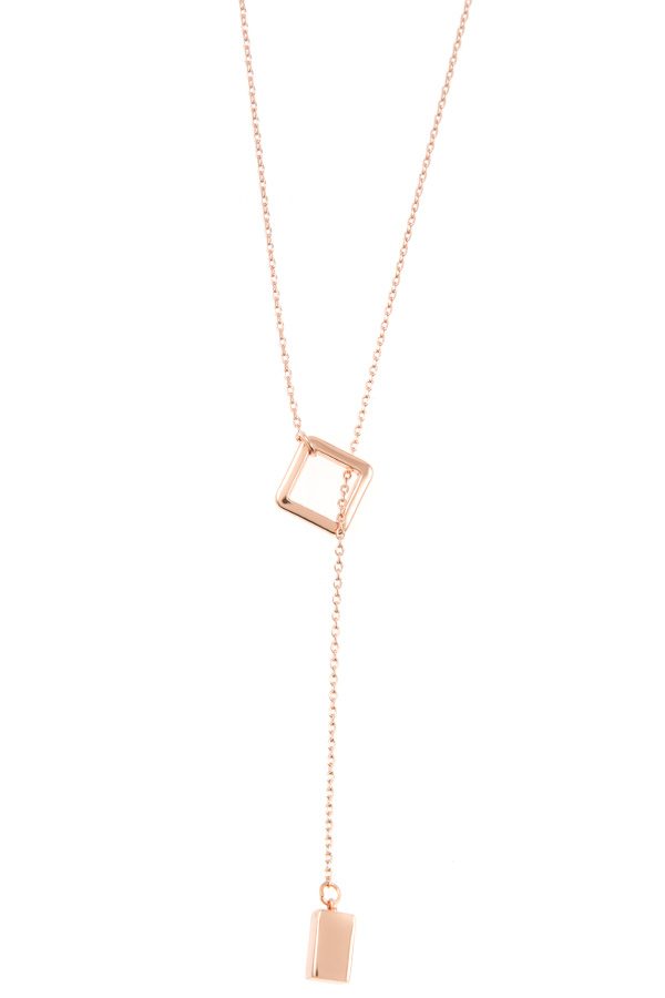 Square lariat pendant necklace