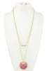 Reptile print and bar pendant long necklace set